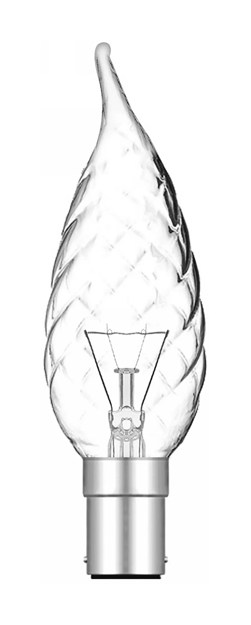 026015040  Candle Tip Twisted Clear B15 40W 2700K